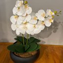 Ver imagem 2 de 2 Orquídeas Branca Artificial Arranjo Centro de Mesa Vaso Grande Decore Fácil Shop