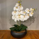 Ver imagem 3 de 2 Orquídeas Branca Artificial Arranjo Centro de Mesa Vaso Grande Decore Fácil Shop