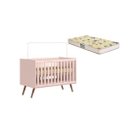 Ver imagem 1 de Kit Berço Americano Vira Mini Cama Retrô com Colchão - Qmovi
