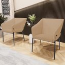 Ver imagem 2 de Kit 3 Cadeiras para Sala de Jantar Estar Living Olívia L02 Linho Bege Escuro - Lyam Decor