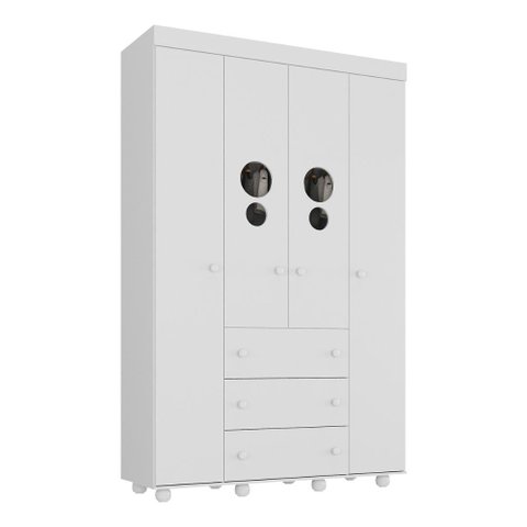 Guarda-roupas Infantil 4 Portas e 3 Gavetas Picolé Multimóveis Bb2894 Branco
