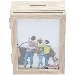 Porta Retrato Cofre De Madeira 10X15Cm Duplo Happy - 1 Porta Retrato Cofre De Madeira 10X15Cm Duplo Happy - 1