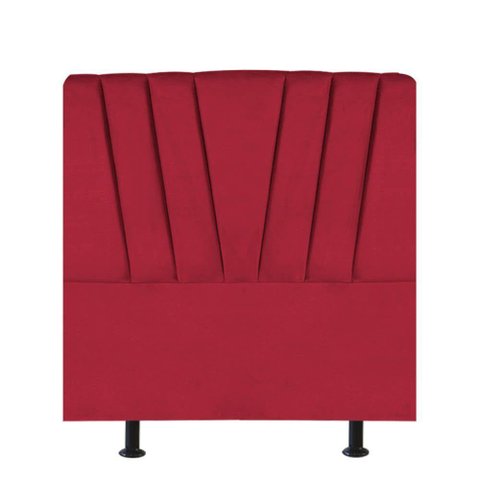 Cabeceira Estofada Bélgica 100cm Solteiro para Cama Box Quarto Corino Vermelho