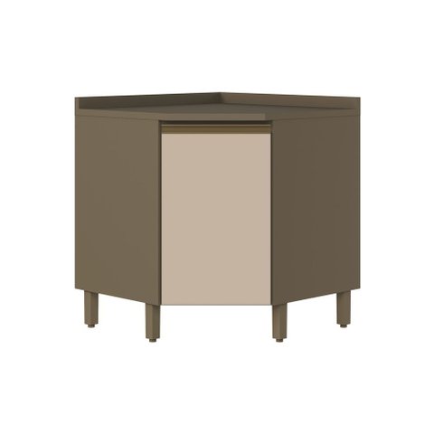 Balcão Canto Oblíquo com Tampo 1 Porta Connect Henn - Duna/cristal