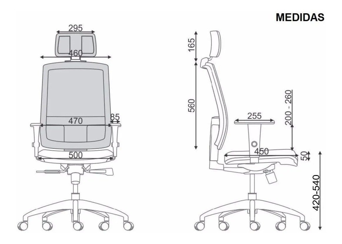 Cadeira de Escritório Presidente Brizza Braço 3D Autocompensador Revestimento Tecido Poliester- Plax - 4