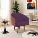 Ver imagem 1 de Poltrona Jade Decorativa Moderna Sala de Estar Quarto Escritório Conforto Corano Nozes e Suede Pés P