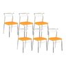 Cadeira de Cozinha 1708 Kit 6 Uni Cromado/Courano Amarelo Ouro - Carraro - 1