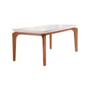 Ver imagem 1 de Mesa para Cozinha Londrina + Tampo Madeirado Vidro 180x90cm Imbuia/off White - Rufato