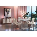 Ver imagem 7 de Mesa para Cozinha Londrina + Tampo Madeirado Vidro 180x90cm Imbuia/off White - Rufato