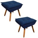Ver imagem 4 de Kit 2 Puffs Opala Suede Azul Marinho Pés Palito Castanho