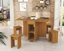 Ver imagem 3 de Mesa Dobrável Aparador Multifuncional -acompanha Bancos Jade: Nature