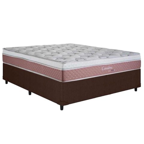 Cama Box Casal: Colchão Molas Herval Maxspring Coimbra + Base Crc Courano Brown(138x188)
