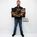 Ver imagem 2 de Quadro Decorativo Floral Luxo Flores Preto e Dourado em Moldura Caixa Tacolado Moldura Caixa Alta 4,