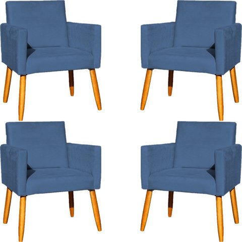 Kit 4 Poltrona para Sala Recepção Consultório Cadeira Nina Suede Cores Pés Palito