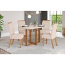 Ver imagem 1 de Conjunto: Mesa Sala Jantar Natalí C/ Tampo Madeirado C/ Vidro Curvo 120x80cm e 4 Cadeiras Bella