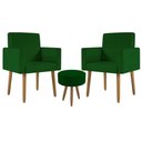 Ver imagem 1 de Kit 2 Poltronas Decorativa Sala Nina com Puff Balaqui Decor Verde