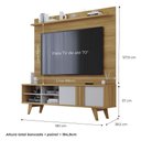 Ver imagem 5 de Estante Home Theater para Sala 180 cm TV 70 1 Porta de Correr e Pés Retro Paraty Permóbili Nature/Of