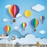 Papel De Parede Infantil Adesivo Céu Balão Nuvens Gg673 - 1