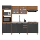 Ver imagem 1 de Cozinha Completa Monza 11 Portas 2 Gavetas com Vidro 6172.160 Freijó/chumbo - Indekés