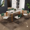 Ver imagem 2 de Mesa Capri 160cm Off White e 6 Cadeiras Allana B05 Facto Verde Musgo Linho Champagne - Lyam Decor Ca