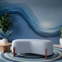Ver imagem 5 de Banqueta Decorativa Orgânica Puff Thor 100cm para Sala e Quarto Bouclé:azul Claro