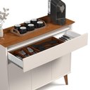 Ver imagem 4 de Aparador Buffet Zeus 3 Portas 1 Gaveta Off White/Freijó – EJ Móveis
