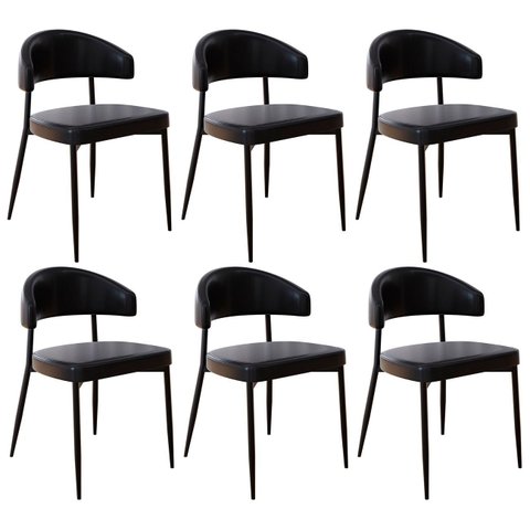 Cadeira de Jantar Estofada Kit 6 Chloe M25 Sintético Preto - Mpozenato