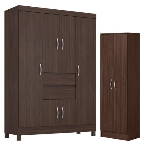 Guarda Roupa Casal Ecom 2 com Sapateira Multiuso Golden - Demóbile