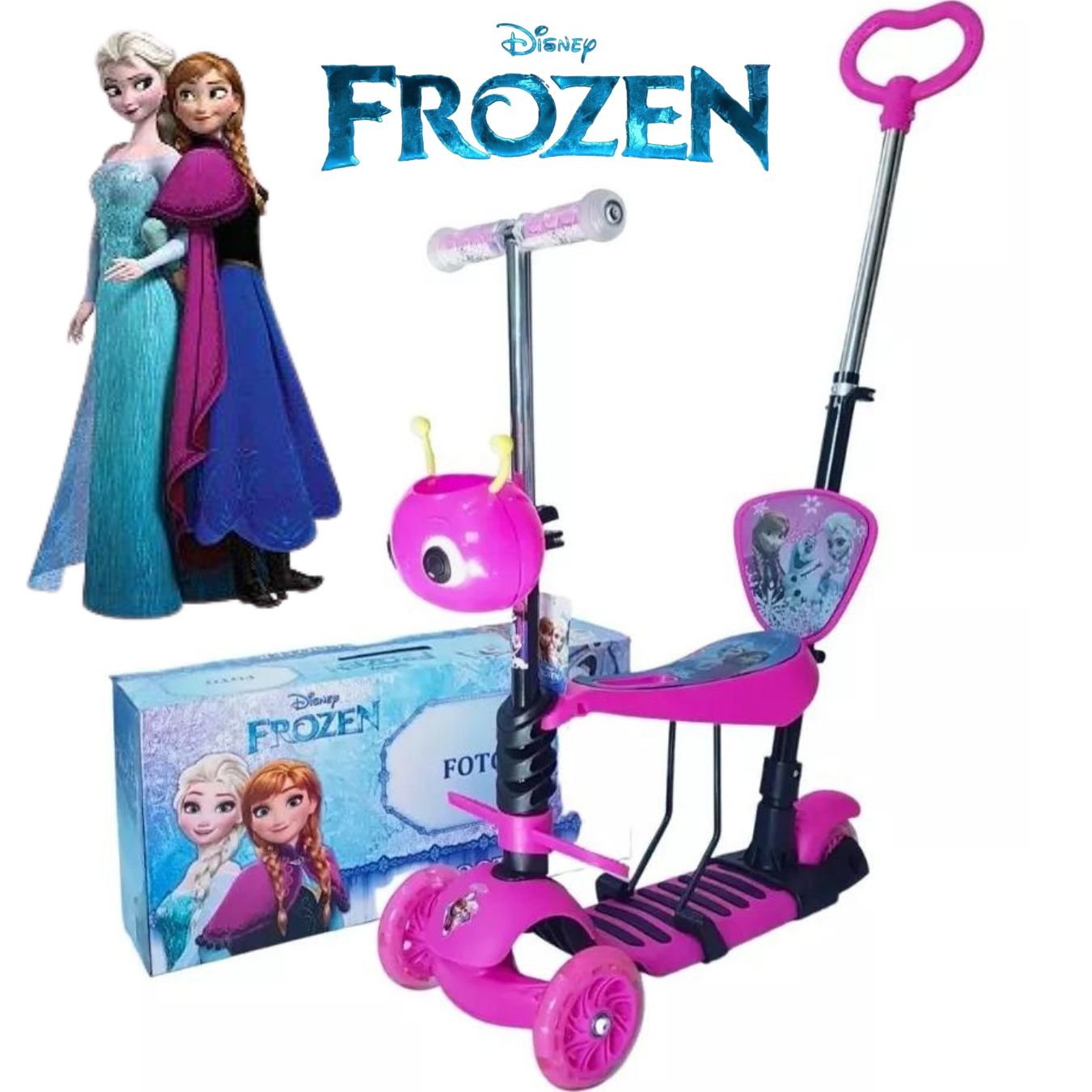 Patinete Infantil 3 Rodas 5 em 1 Frozen com Kit Capacete - 7