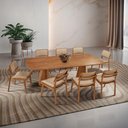 Ver imagem 1 de Mesa de Jantar Noronha 220cm Madeira Tampo Barril 8 Cadeiras Eva Turim 07 / Imbuia Nat.