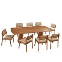Ver imagem 2 de Mesa de Jantar Noronha 220cm Madeira Tampo Barril 8 Cadeiras Eva Turim 07 / Imbuia Nat.