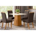 Ver imagem 6 de Conjunto: Mesa Sala Jantar Dora Tampo Madeirado 90cm e 4 Cadeiras Bella Nature/linho - Henn