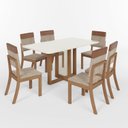 Ver imagem 2 de Conjunto para Sala de Jantar 6 Cadeiras Natali Bege/Nature/Caramelo/Creme