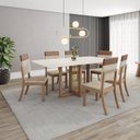 Ver imagem 1 de Conjunto para Sala de Jantar 6 Cadeiras Natali Bege/Nature/Caramelo/Creme