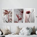 Ver imagem 2 de Kit 3 Quadros Modernas Flores Nuances Cinza 24x18cm:moldura Branca