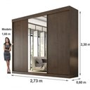 Ver imagem 2 de Guarda Roupa Casal 3 Portas de Correr 6 Gavetas com Espelho 100% Mdf Garibaldi - Móveis Valverde -