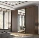 Ver imagem 1 de Guarda Roupa Casal 3 Portas de Correr 6 Gavetas com Espelho 100% Mdf Garibaldi - Móveis Valverde -