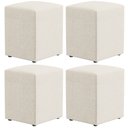 Ver imagem 1 de Kit 04 Puffs Quadrado L02 Decorativo Linho Champagne - Lyam Decor