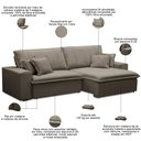 Ver imagem 3 de Sofá Retrátil Reclinável para Sala 3 Lugares 210cm Varsov F04 Veludo Marrom Claro - Lyam Decor