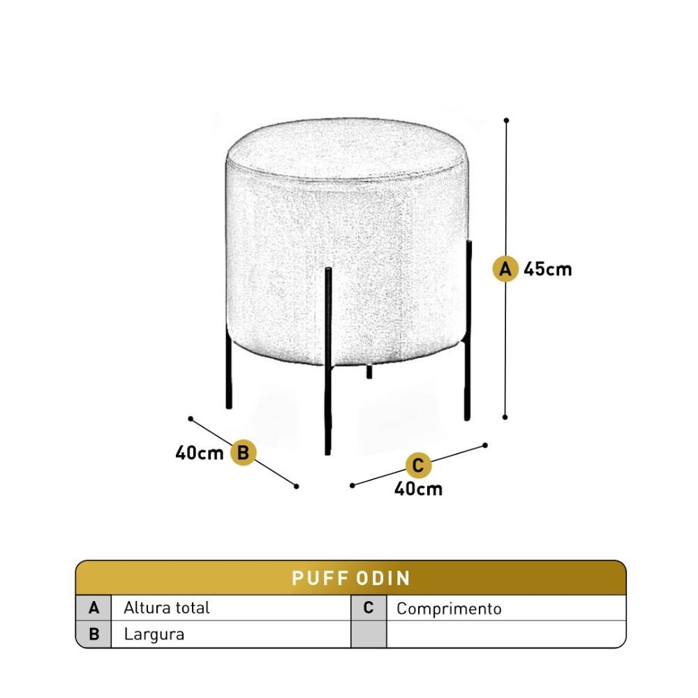 Conjunto - 2 Puffs Banqueta Odim Base Metálica Preta Luxo - 4