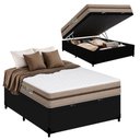 Ver imagem 1 de Cama Box com Baú Casal Bioclassic Molas Ensacadas Tecido Sintético Preto Royal Sleep 138cm