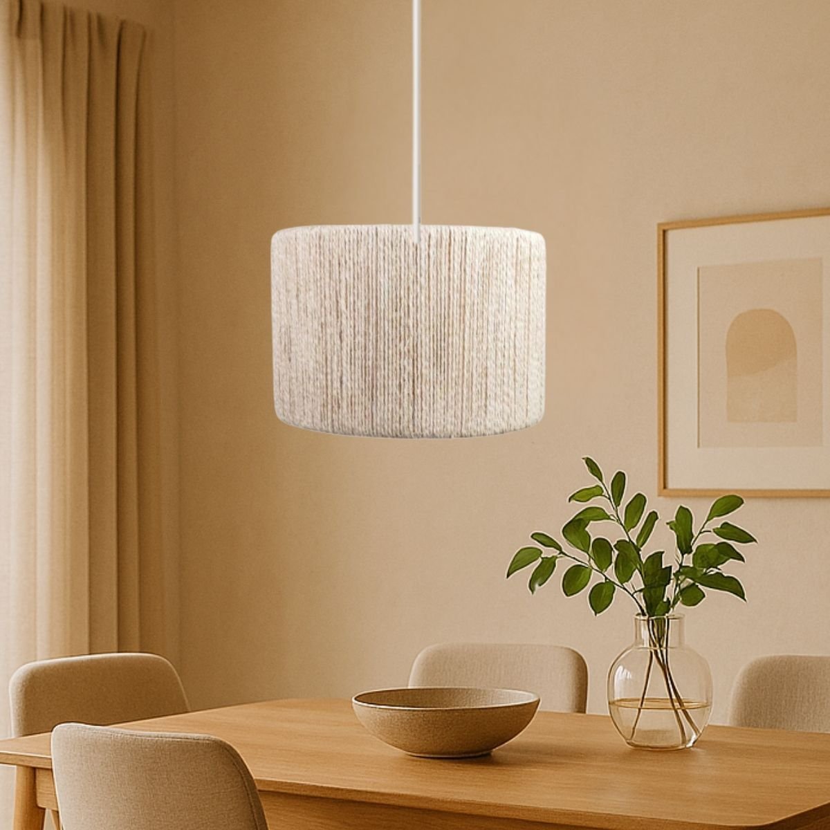 Luminária Paris Pendente Aconchegante em Corda Sisal Natural:branco ...