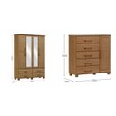 Ver imagem 3 de Conjunto Guarda Roupa 4 Portas + Cômoda 5 Gavetas 100% Madeira Maciça - Linha Ouro Finestra Móveis Marrom/Freijó