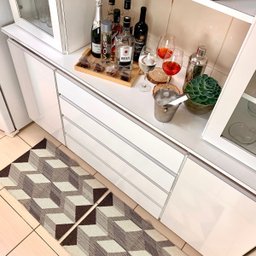 Kit Tapetes Passadeira Cozinha Capri 3 Peças Lavável a Máquina:preto - 6