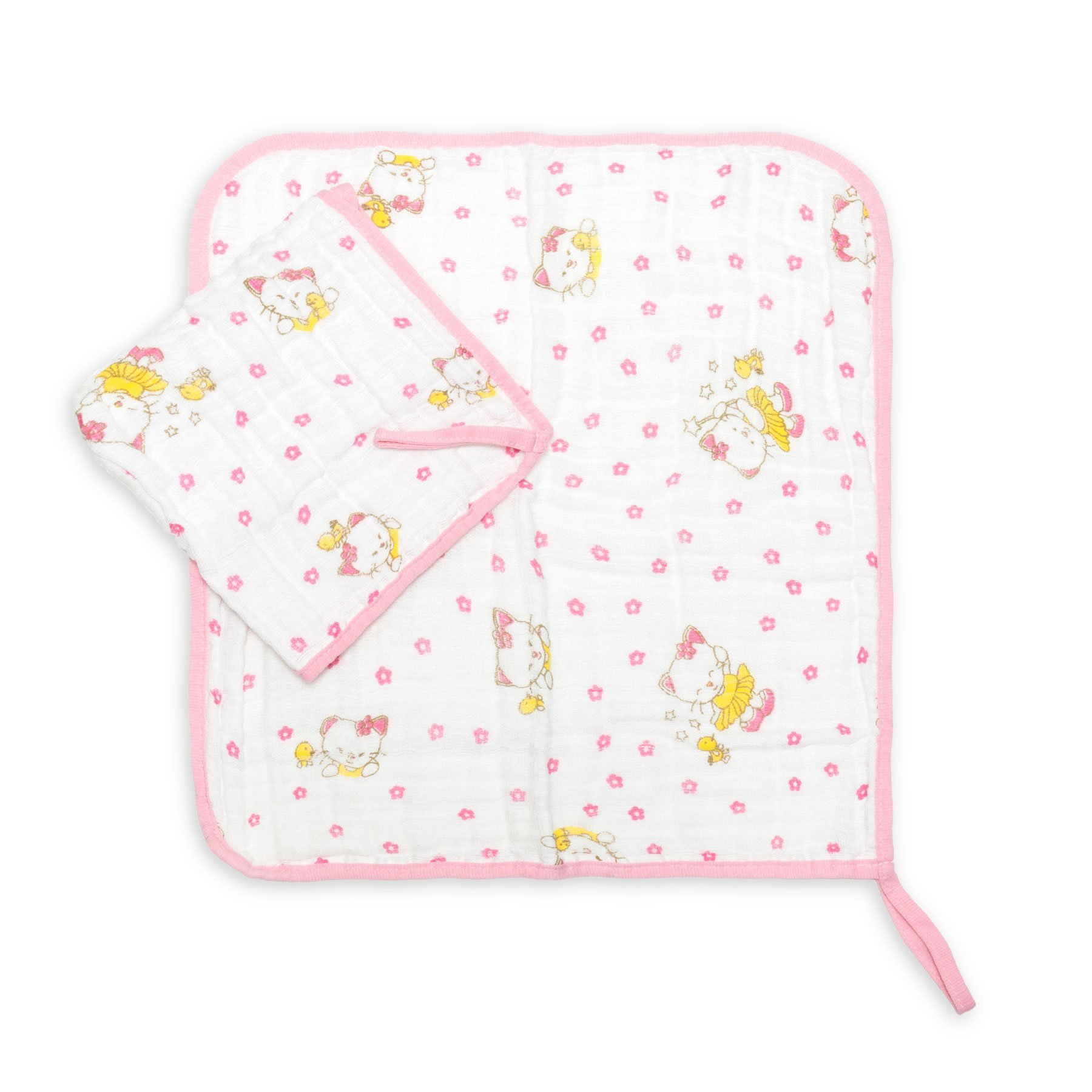 Kit 2 Peças Fralda de Boca Babete Paninho Soft Premium Bebê Hipoalergênico Gatinha Rosa