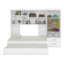Ver imagem 1 de Kit de Móveis Infantis Branco Brilho Madrid Cama Solteiro e Auxiliar Módulo Aéreo e Guarda Roupas -