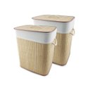 Ver imagem 1 de Kit 2 Cesto de Roupas com Tampa e Saco de Pano Removível Lavável de Bambu Claro Ecológico Mimo Style