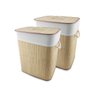 Kit 2 Cesto de Roupas com Tampa e Saco de Pano Removível Lavável de Bambu Claro Ecológico Mimo Style - 1