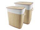 Ver imagem 1 de Kit 2 Cesto de Roupas com Tampa e Saco de Pano Removível Lavável de Bambu Claro Ecológico Mimo Style
