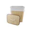 Ver imagem 3 de Kit 2 Cesto de Roupas com Tampa e Saco de Pano Removível Lavável de Bambu Claro Ecológico Mimo Style